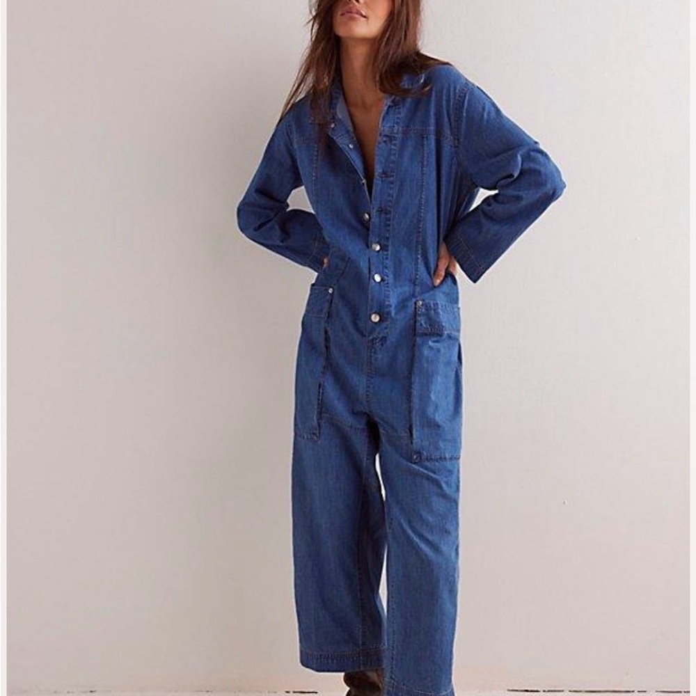 Free People Margarita Jumpsuit Size Small Color Cobalt